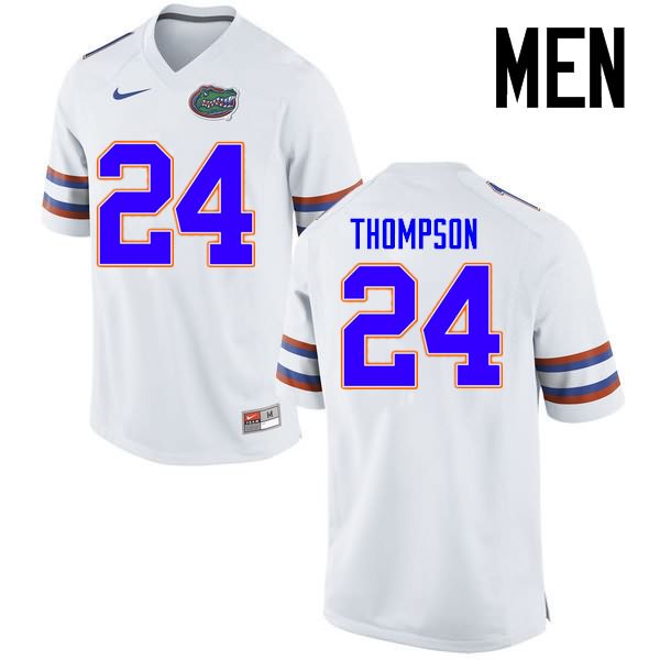 Men's NCAA Florida Gators Mark Thompson #24 Stitched Authentic Nike White College Football Jersey IRH6265XR